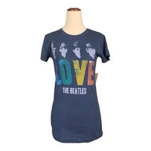 Junk Food The Beatles Love Graphic Tee Shirt Charcoal Mult-Color Print Gray Med